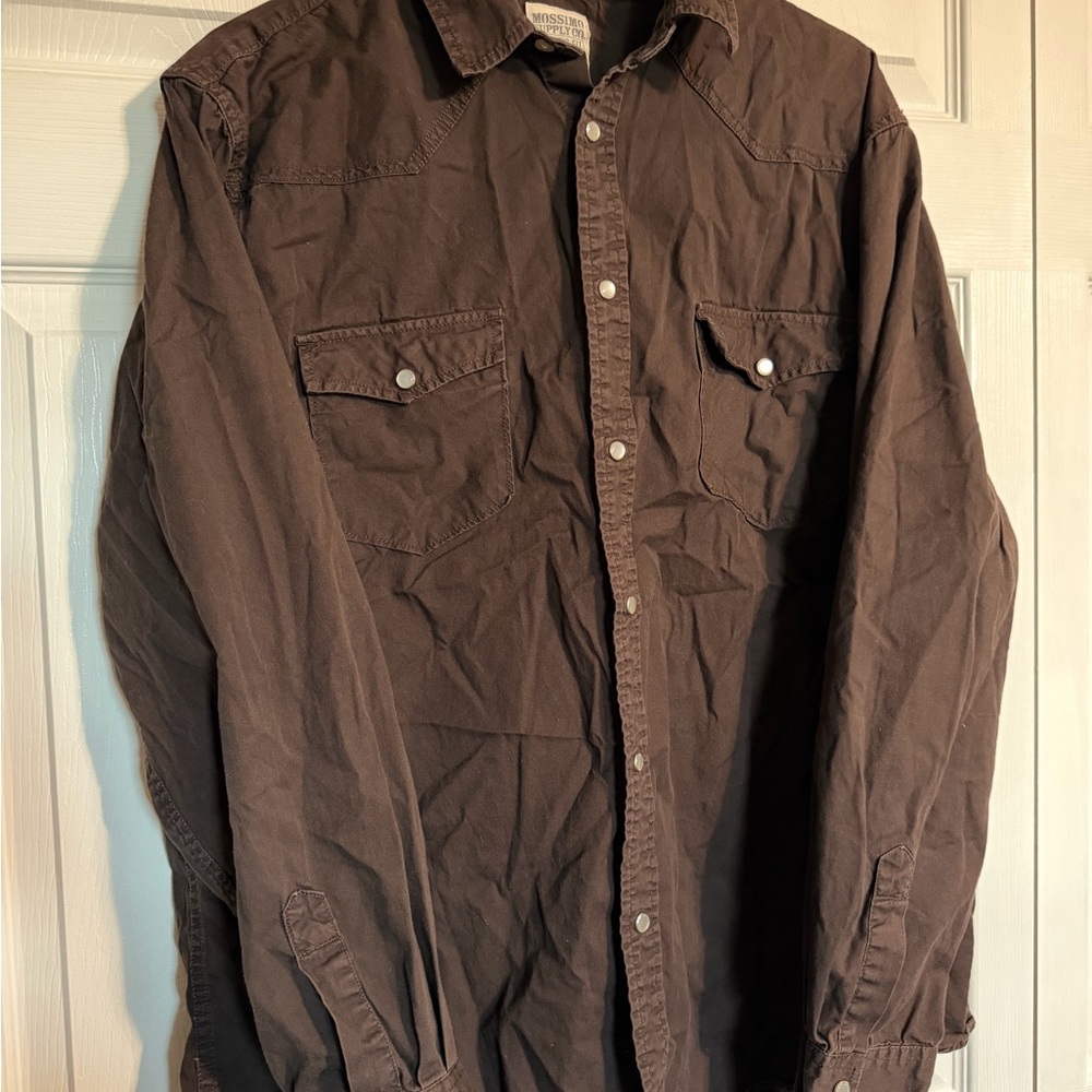 Mossimo Supply Co. Dark Brown pearl snap Shirt
